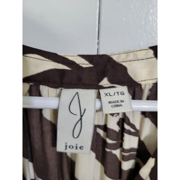 Joie Women's SZ XL Zebra Print Blouse Top Brown Cream - Picture 4 of 8